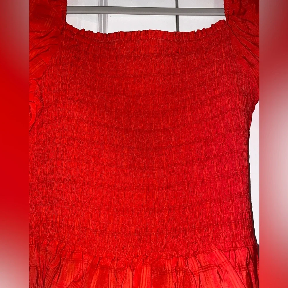 Red Smocked Top - Picture 2 of 5